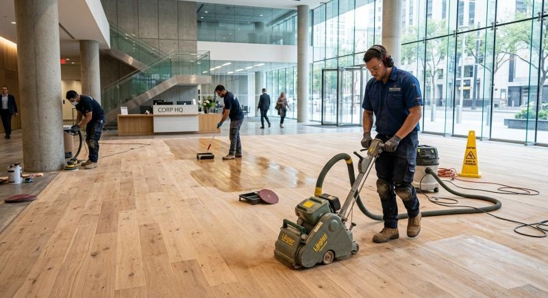 Our team working on Wood Floor Service projects in Saint Paul, MN